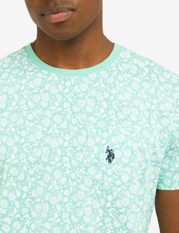 FLORAL PRINTED CREW NECK T-SHIRT WITH POCKET - Image 10